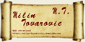 Milin Tovarović vizit kartica